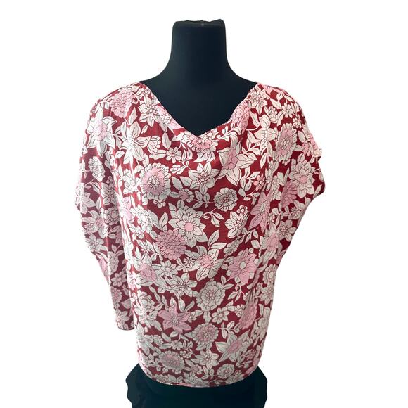 CHRISTIAN WIJNANTS | Silk Blend Floral Draped Cowl Neck Blouse Top - Picture 3 of 7